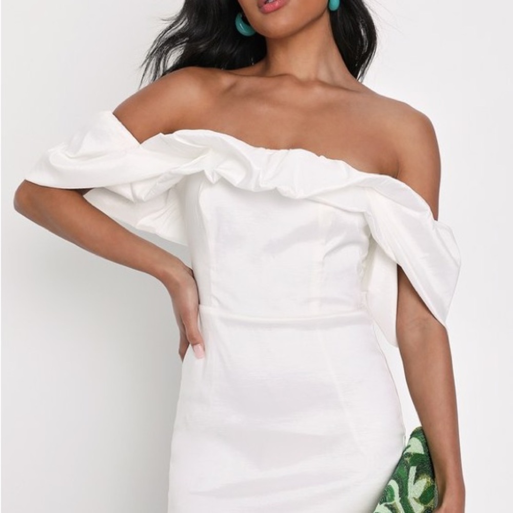Lulus Elegant Off-Shoulder White Dress